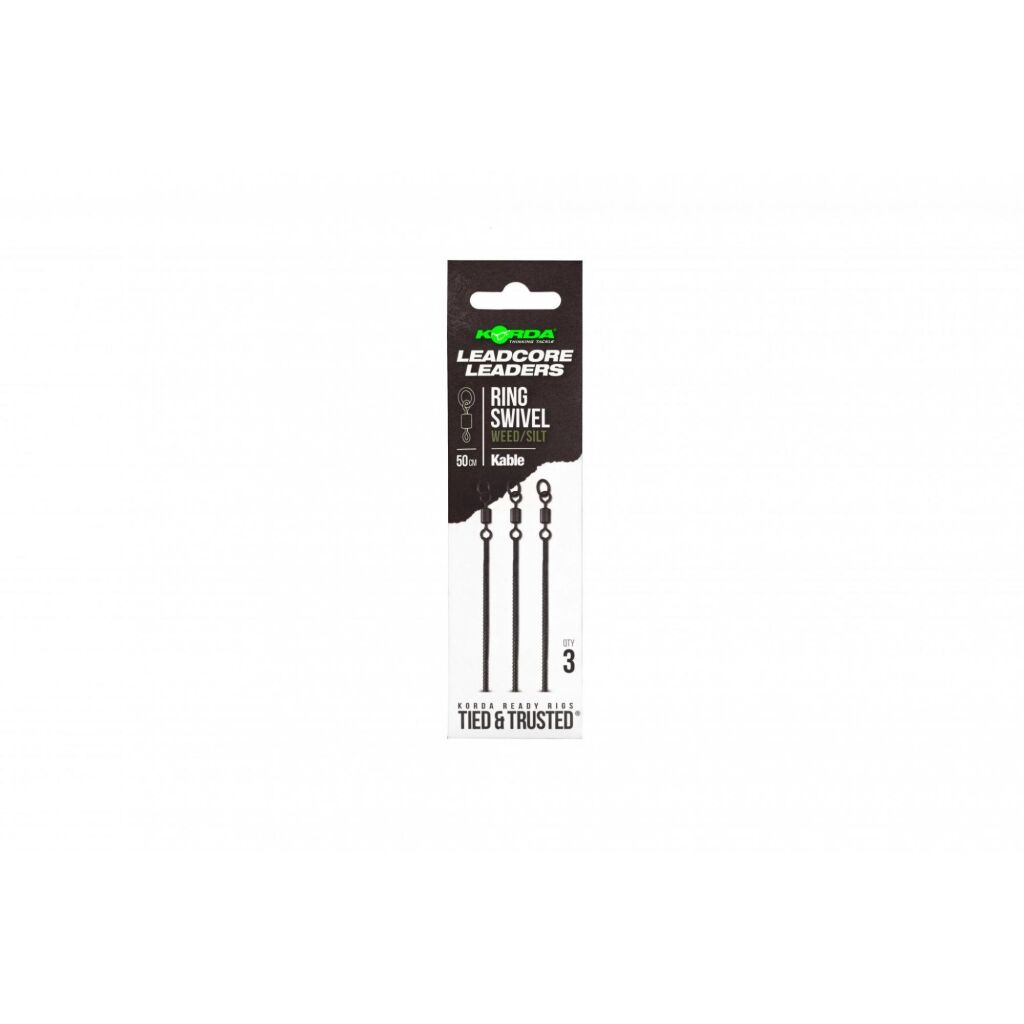 Korda Kable Leadcore Leader Ring Swivel Weed 50cm