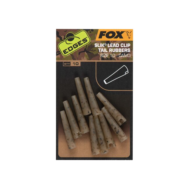 Fox Edges Camo size 10 slik lead clip tail rubber