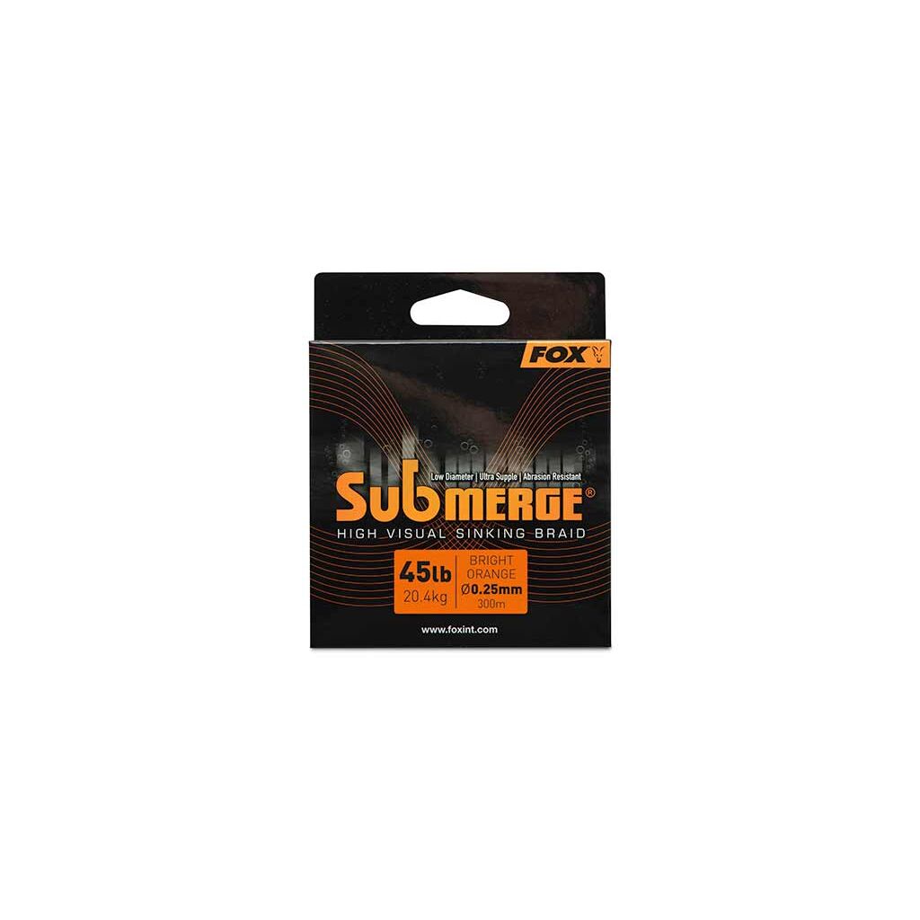 Fox Submerge Orange sinking braid x 300m 0.25mm 45lb/20.4kg