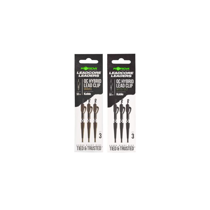 Korda Kable Leadcore Leader Hybrid Lead Clip QC Swivel Weed 50cm