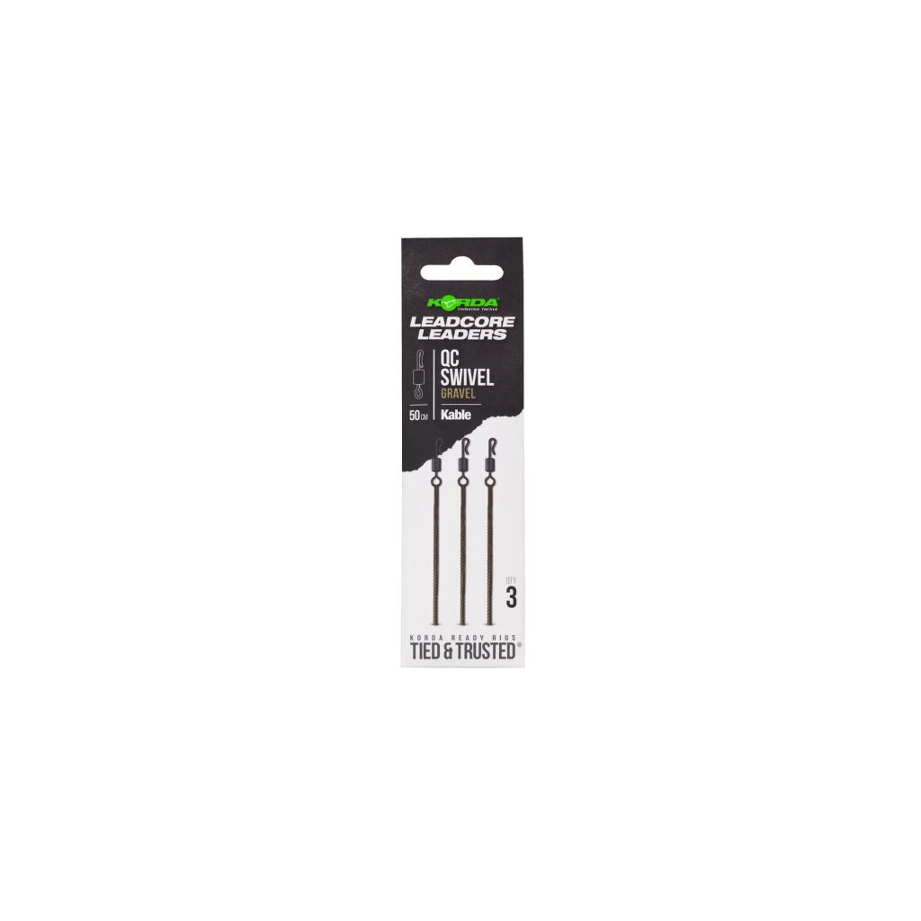 Korda Kable Leadcore Leader QC Swivel Gravel 50cm