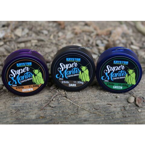Kryston 20m 35lb Super Mantis Coated Braid Dark