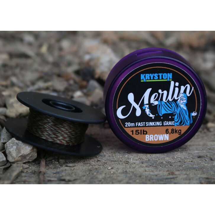 Kryston 20m 25lb Merlin Fast Sink.Supple Braid Gravel Brown