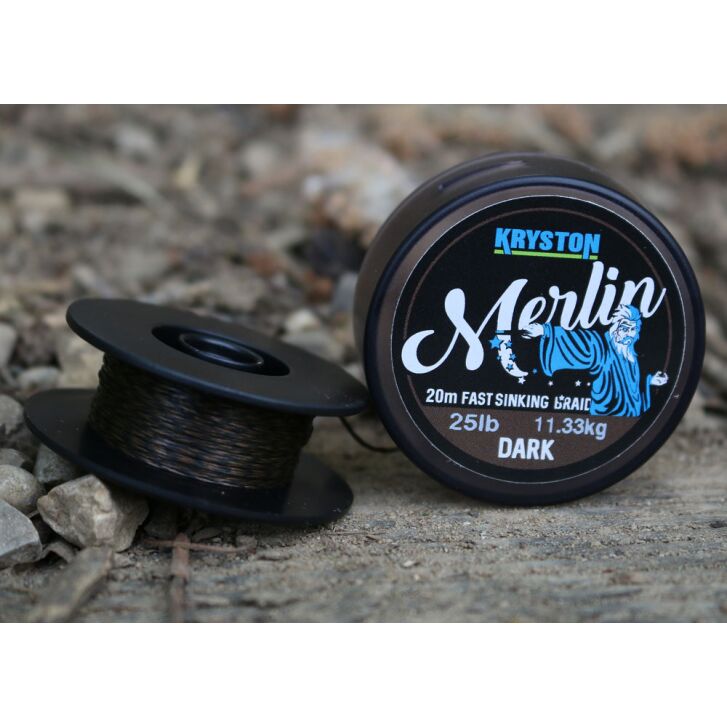 Kryston 20m 25lb Merlin Fast Sink.Supple Braid Gravel Brown