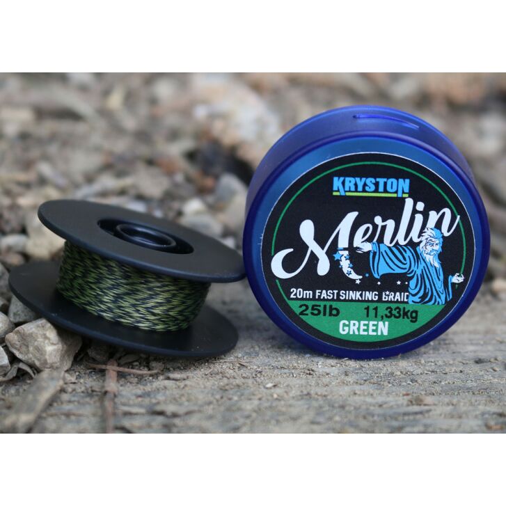 Kryston 20m 25lb Merlin Fast Sink.Supple Braid Gravel Brown