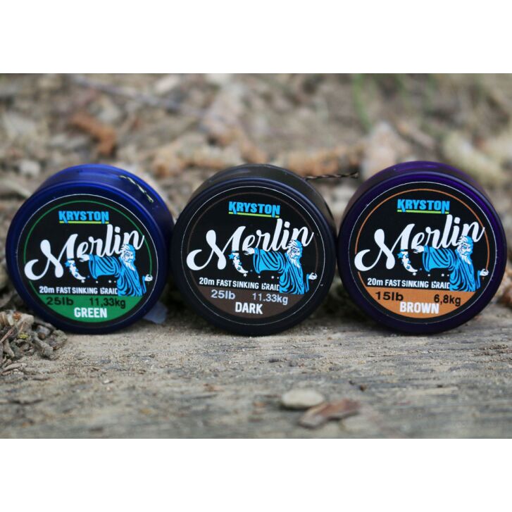 Kryston 20m 35lb Merlin Fast Sink. Supple Braid Dark Silt