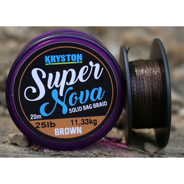 Kryston 20m 15lb Super Nova Solid Bag Braid Gravel Brown