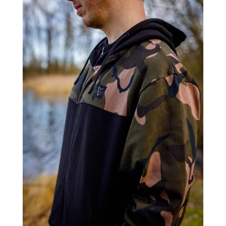 Fox LW BLack / Camo Split Zip Hoody MEDIUM
