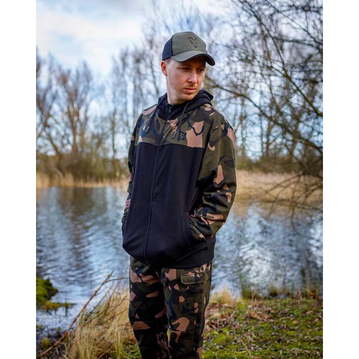 Fox LW BLack / Camo Split Zip Hoody MEDIUM