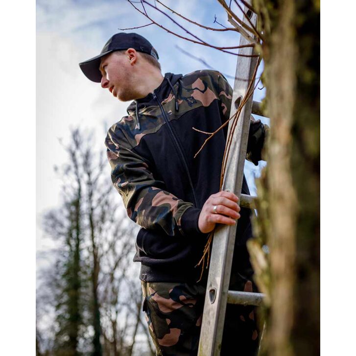 Fox LW BLack / Camo Split Zip Hoody LARGE
