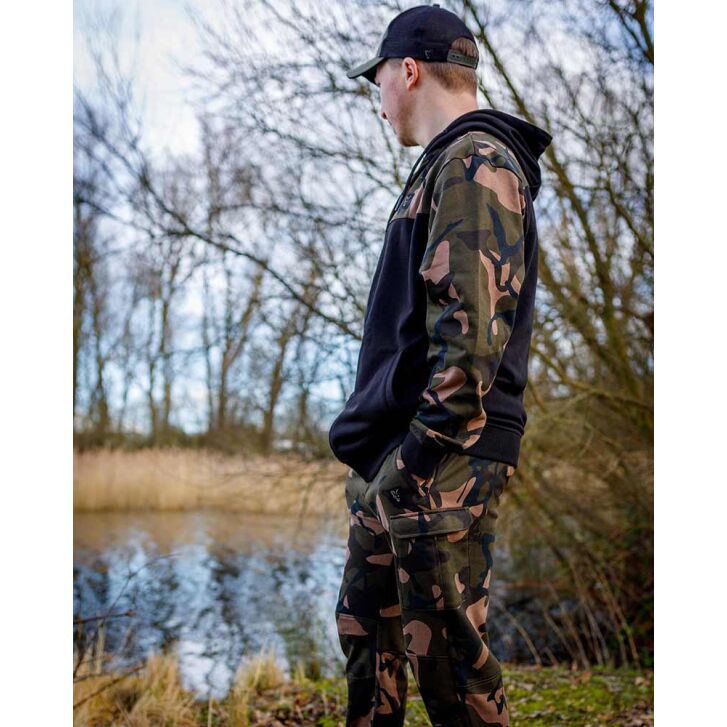 Fox LW BLack / Camo Split Zip Hoody LARGE