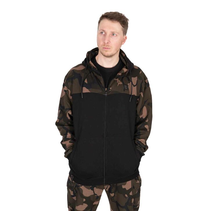 Fox LW BLack / Camo Split Zip Hoody LARGE
