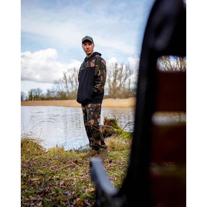Fox LW BLack / Camo Split Zip Hoody LARGE