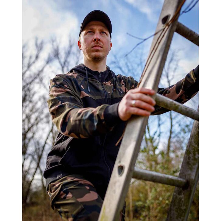 Fox LW BLack / Camo Split Zip Hoody 3XL