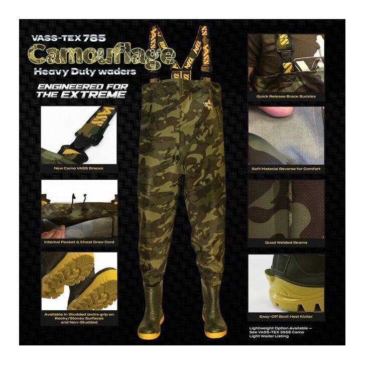 Vass E 785 Series Camo Chest Wader 40 UK6