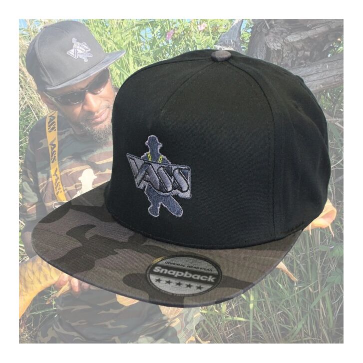 Vass Snapback Black with Black/Grey Camo Peak 100% Cotton