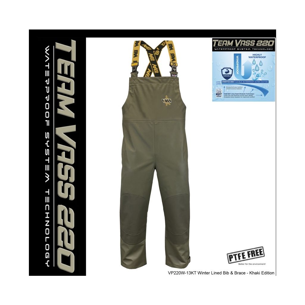 Vass 220 Winter Lined Bib & Brace - Waterproof - Khaki Edition XXL