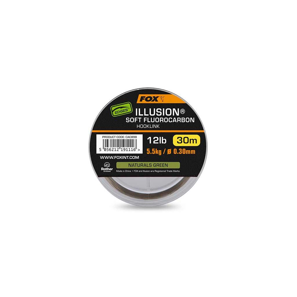 Fox Edges Illusion Soft Fluorocarbon Hooklink 12lb 5.5kg (0.30mm) x 30m - Naturals Green