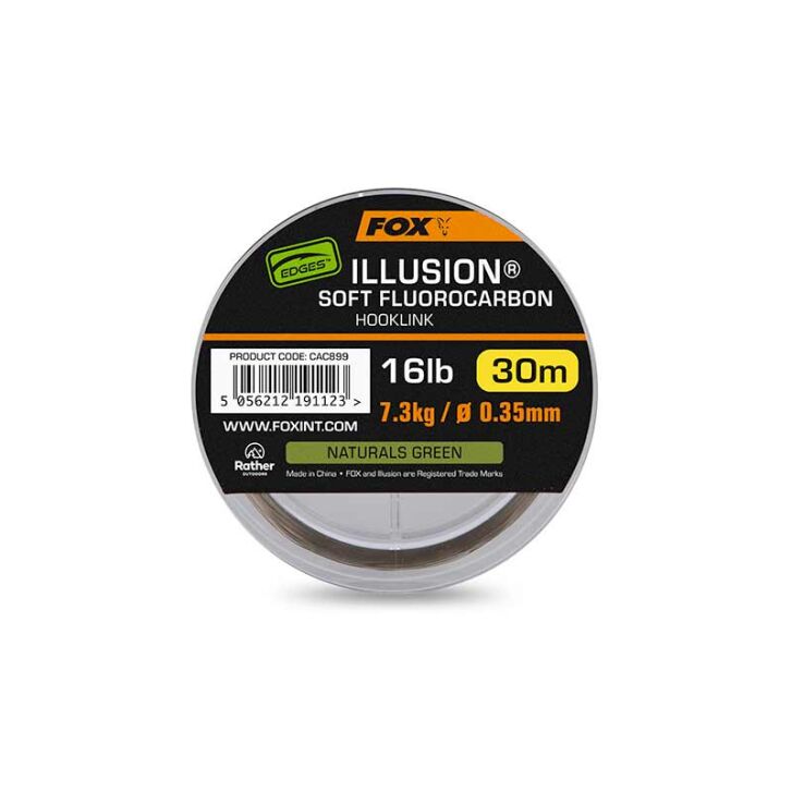 Fox Edges Illusion Soft Fluorocarbon Hooklink 16lb 7.3kg (0.35mm) x 30m - Naturals Green