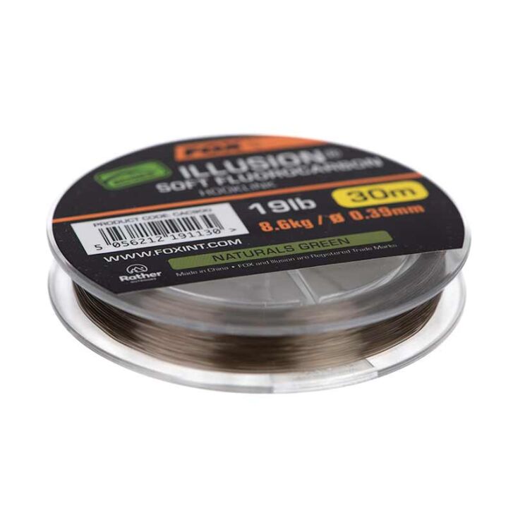 Fox Edges Illusion Soft Fluorocarbon Hooklink 16lb 7.3kg (0.35mm) x 30m - Naturals Green