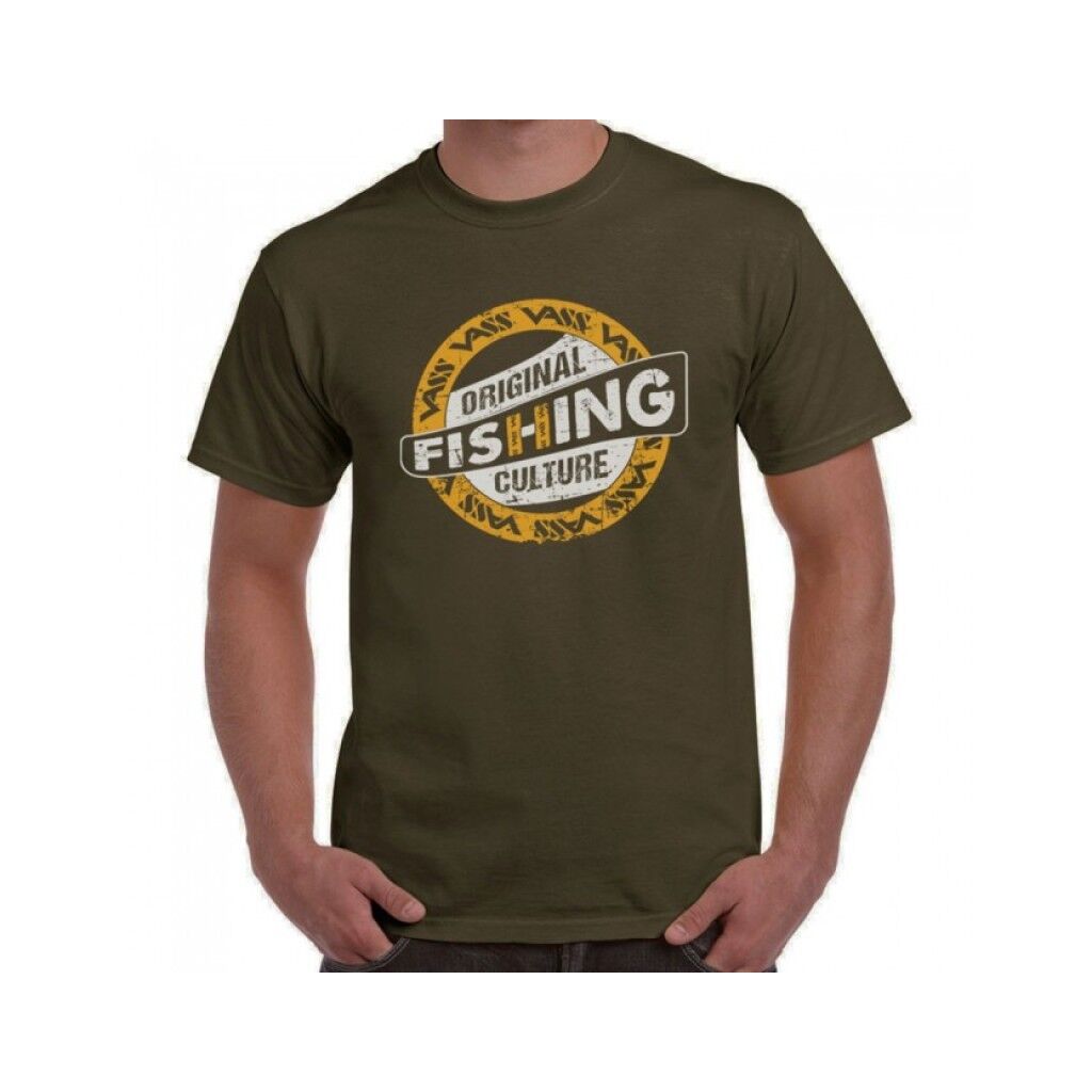 Vass Fishing Culture Bedrukte T-Shirt Khaki Small | T-Shirts