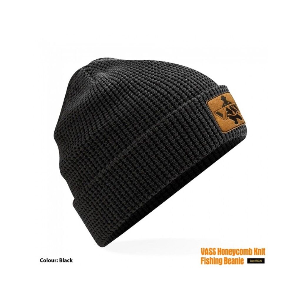 Vass Organic Cotton Honeycombe Beanie One Size Black