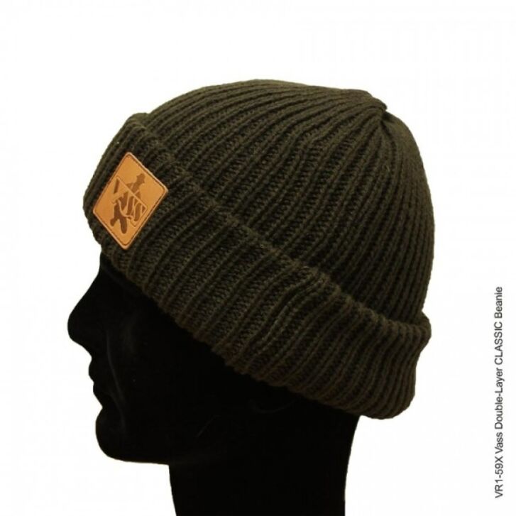 Vass double layer classic beanie (Leather Badge)