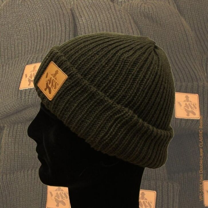 Vass double layer classic beanie (Leather Badge)