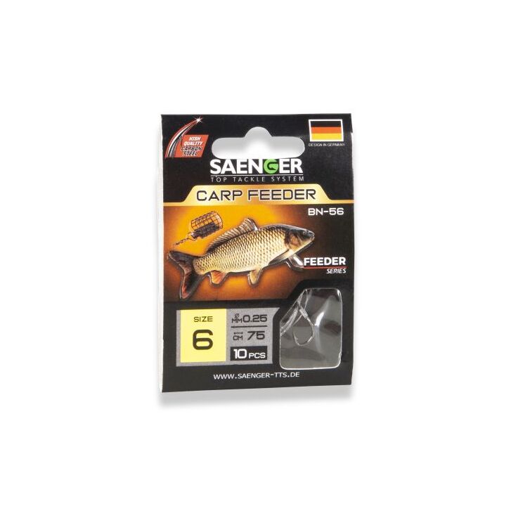 Saenger Carbon Steel Naturköder Haken Carp Feeder BN-56 75cm 12 / 10pcs.