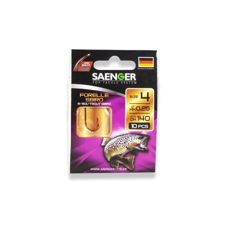 Saenger Carbon Steel Naturköder Haken Forelle Sbiro R-153 140cm 6 / 10pcs.