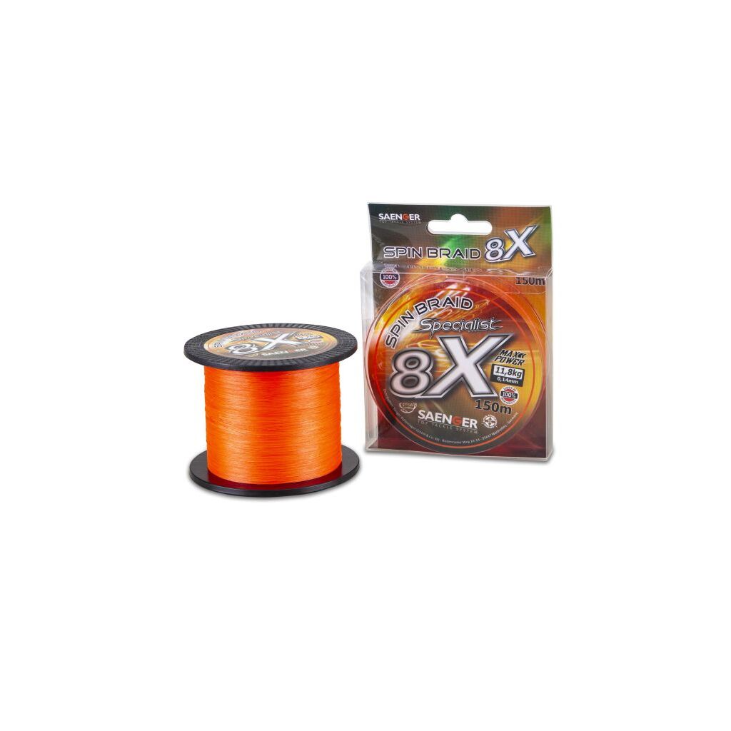 Saenger 8 X Spec. Spin Fl. Orange 150m 0,10mm/9,10kg