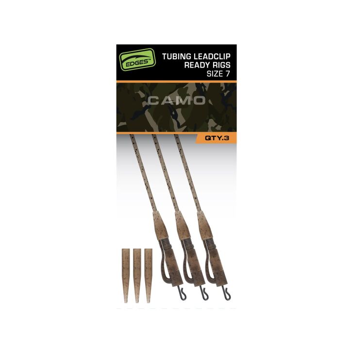 Fox Edges Camo Tubing Leadclip Ready Rigs Size 7 3pcs