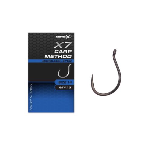 Matrix X7 Carp Method Size 12 Barbless - Eyed