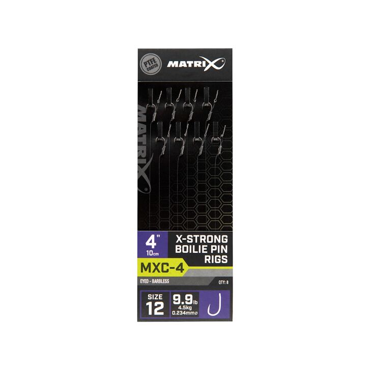 Matrix MXC-4 Size 12 Barbless / 0.23mm / 4" (10cm) / X-Strong Boilie Pin - 8pcs