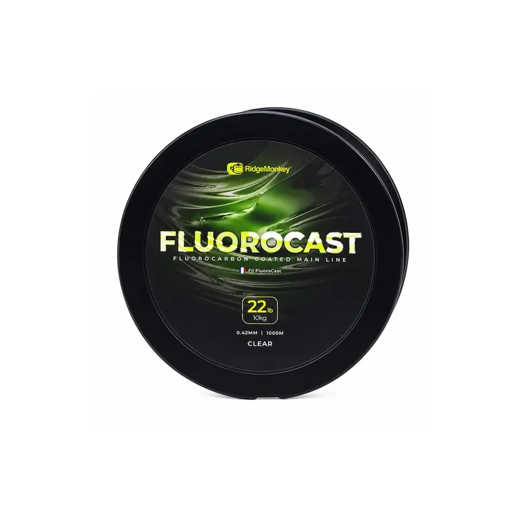 RidgeMonkey FluoroCast Fluoro Coated Mainline 22lb 0.42mm 1000m Clear