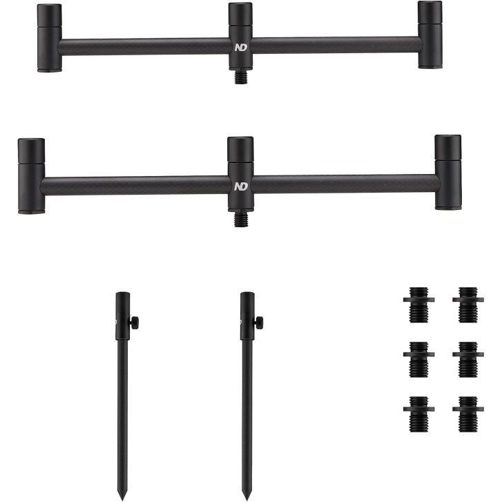 New Direction Tackle P10 Carbon Range | 3 Rod Buzz Bars Set P10-3 | Echtes Carbon und Aluminium | Leicht und stark | 2x Buzz Bars und 2 Banksticks | Inklusive Tasche