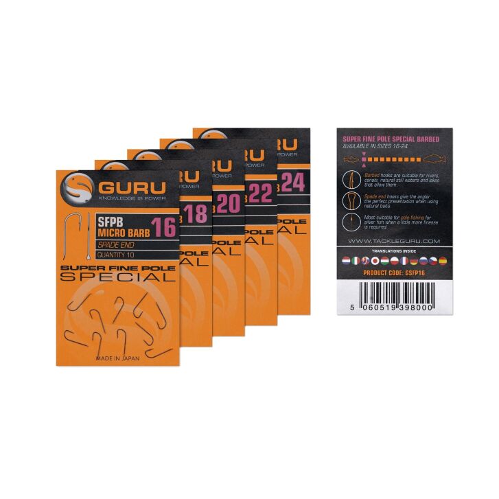 Guru Super Fine Pole hook (Barbed/Spade End)