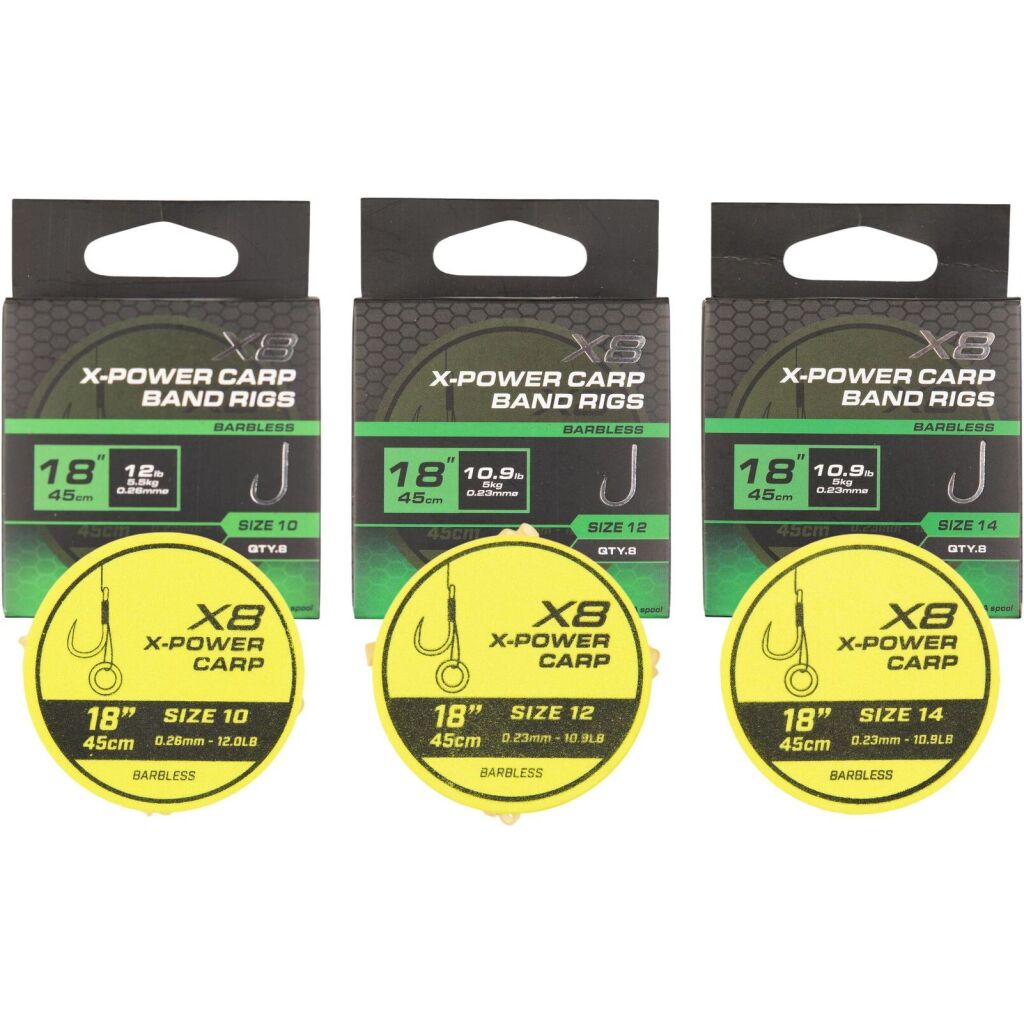 Matrix X8 X-Power Carp 45cm Band Rigs Size 14 | Feeder & Match & Pole