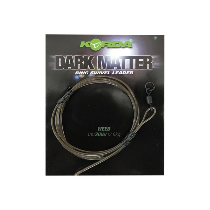 Korda Dark Matter Leader Size 8 Ring Swivel 40lb -  1m Gravel Khaki