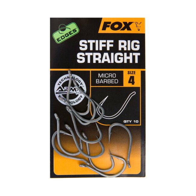 Fox EDGES™ Stiff Rig Straight  Size 8B Barbless